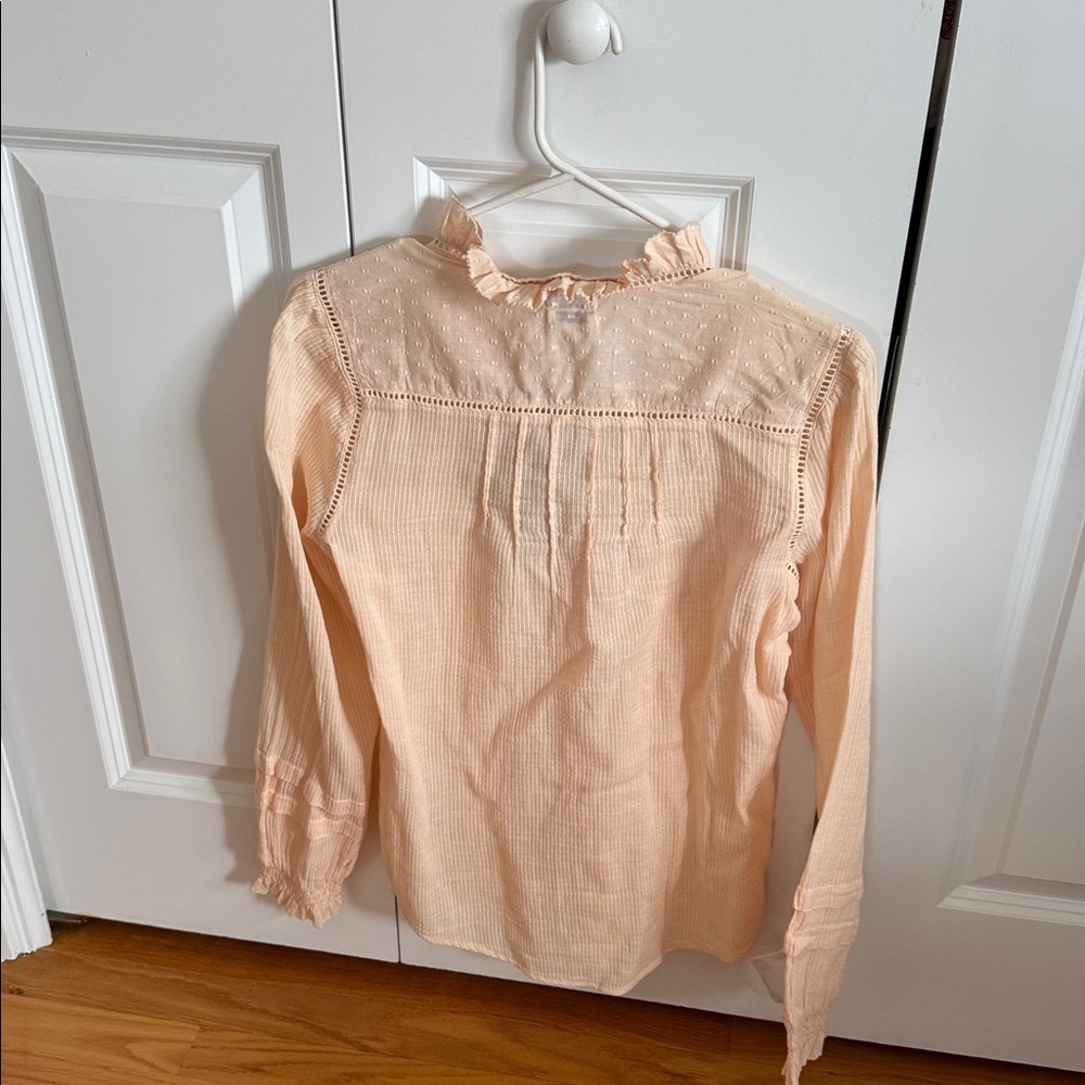 Faherty Light Peach Ruffled Button-Front Blouse - Picture 8 of 8